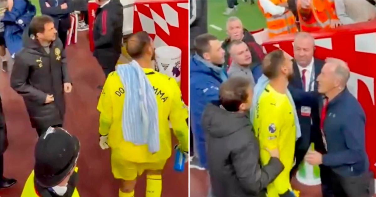 Donnarumma restrained after tunnel confrontation with Liverpool fans at Anfield